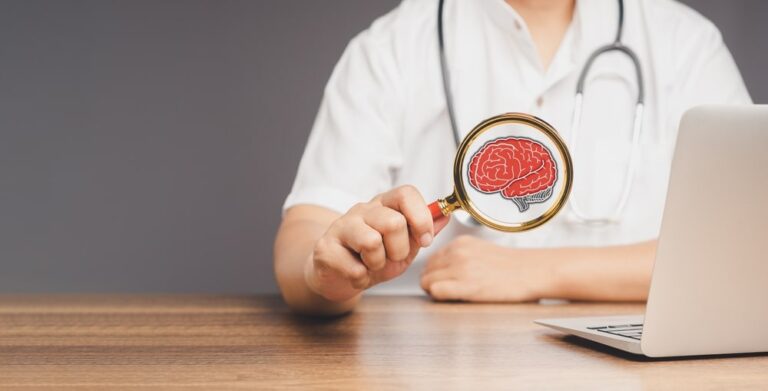 A,Doctor,In,A,White,Short sleeved,Shirt,Holding,A,Magnifying