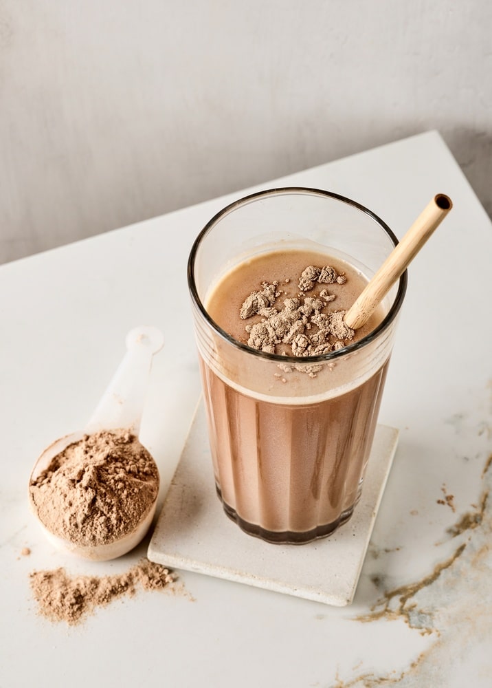 Protein,Powder,In,Scoop.,Dry,Mixture,For,Preparation,Of,Sporting